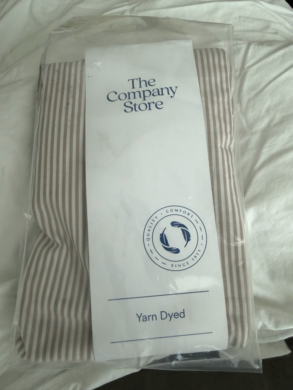 The Company Store Striped Yarn-Dyed Pillow Case - Beige & White